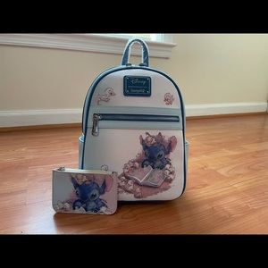 Loungefly Stitch ducklings/books mini backpack and matching card holder